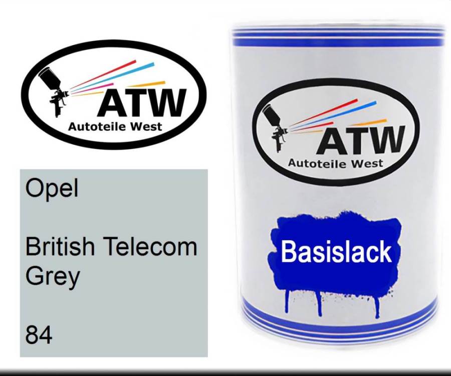Opel, British Telecom Grey, 084: 500ml Lackdose, von ATW Autoteile West.